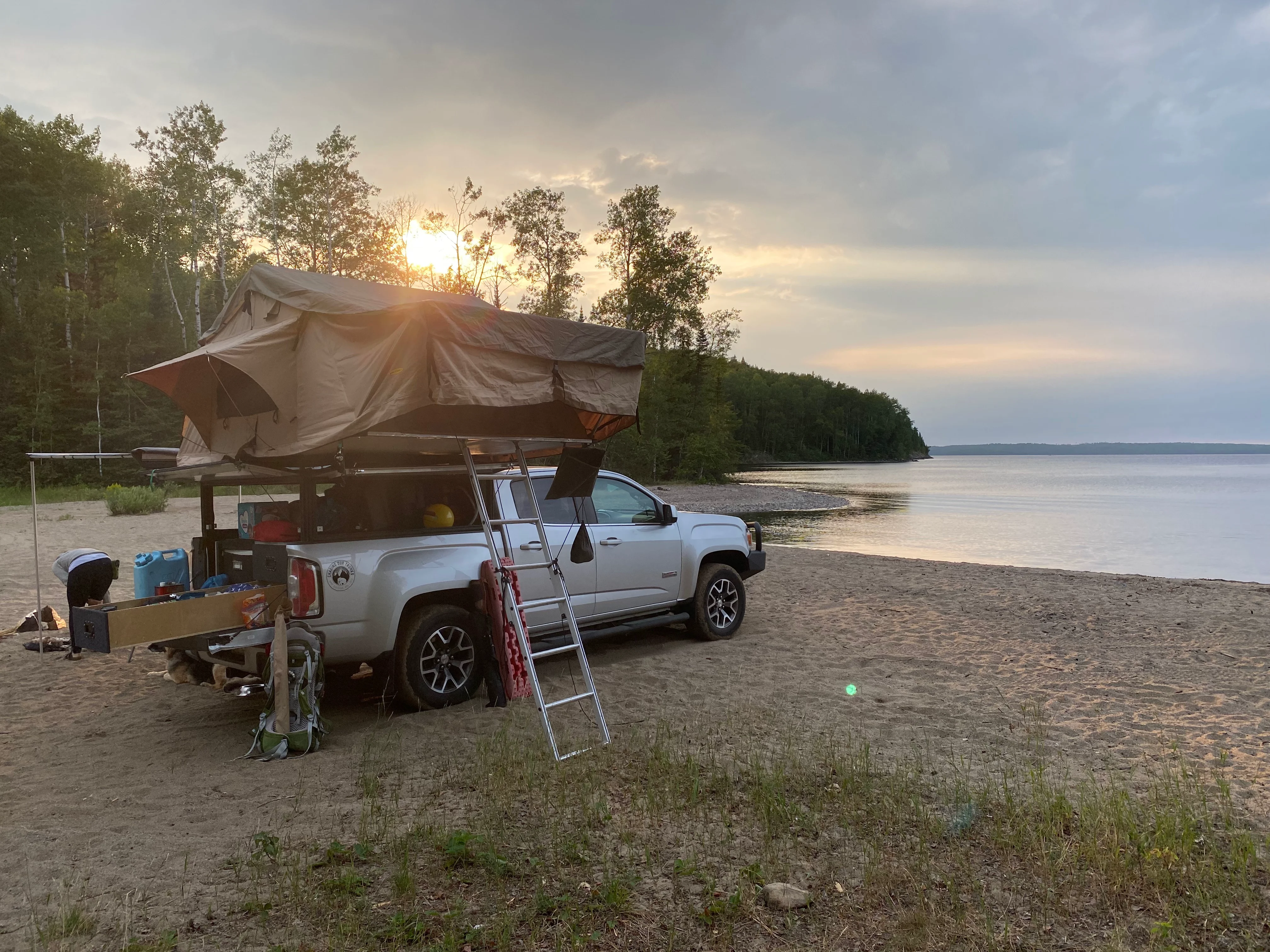 Pac set up at camp with awning deployed
